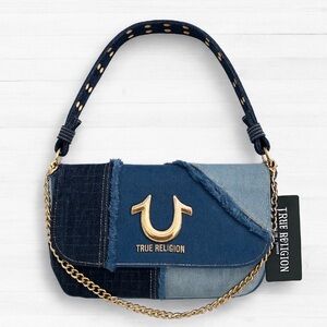 True Religion Denim Patchwork Shoulder Bag with Gold Chain – NWT